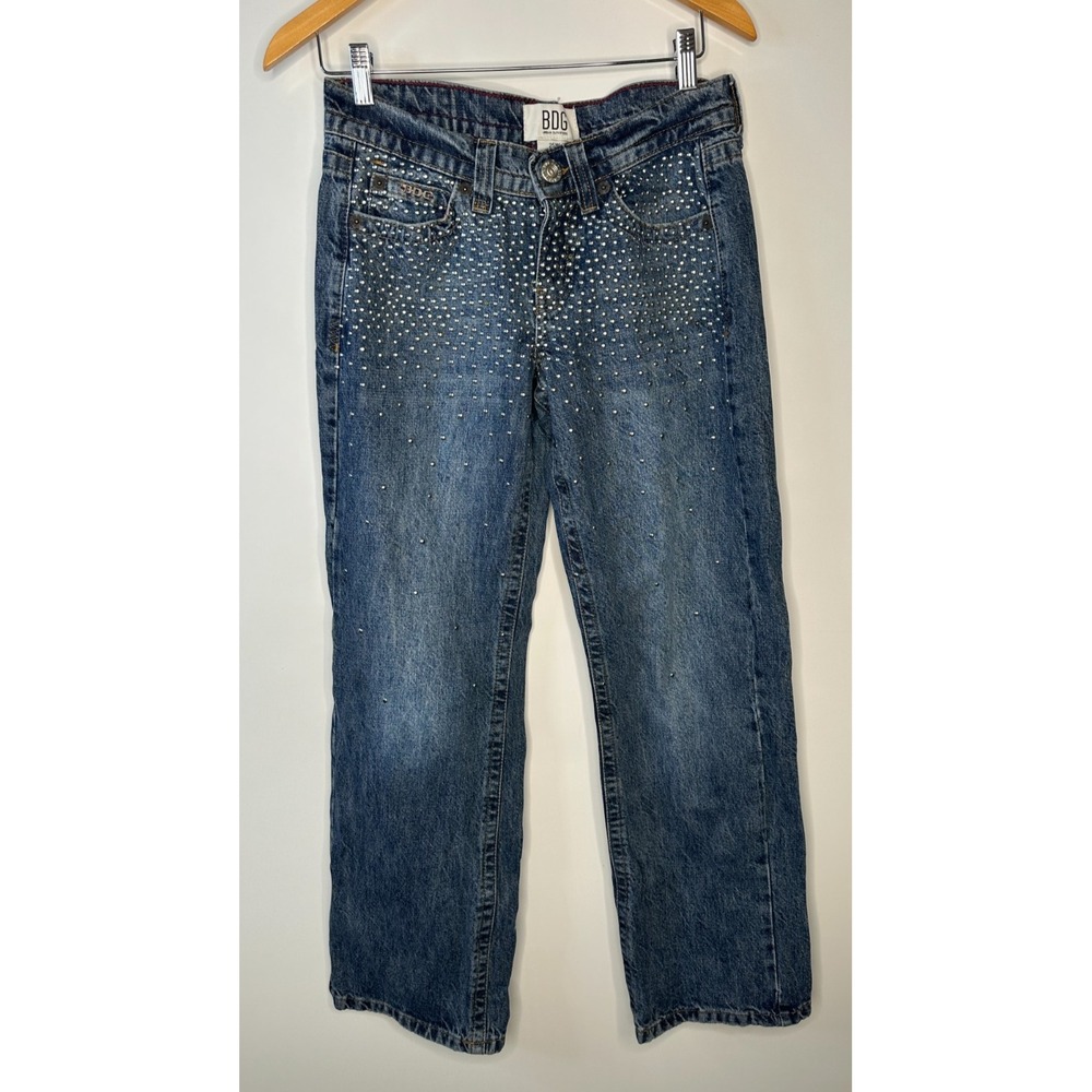 BDG Kayla Lowrider Studded Jeans Blue Denim Low Rise Straight Leg Womens Size 25 - Picture 15 of 16